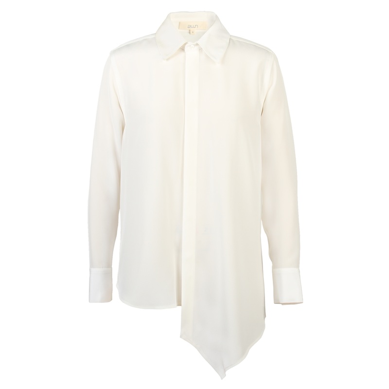 2WN Ailin Half-Body Draped Silk Shirt (3-Ply Crepe)