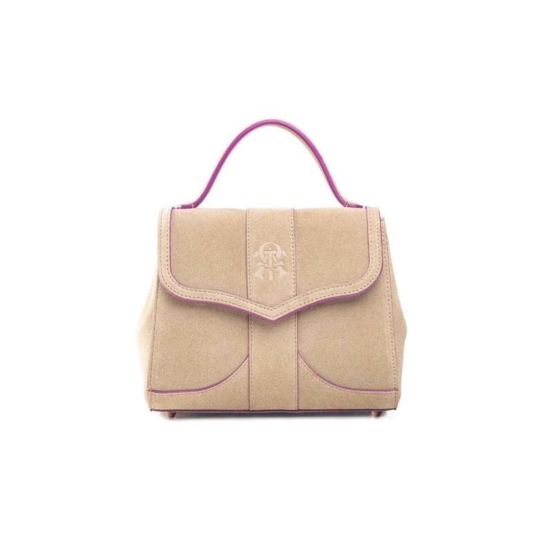 Alef Mini Aura Cappuccino Suede Leather Handbag