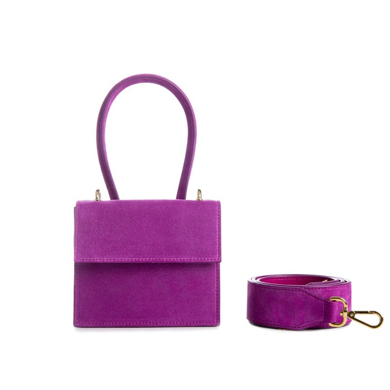 Alef Venus Verbena Purple Suede Leather Handbag
