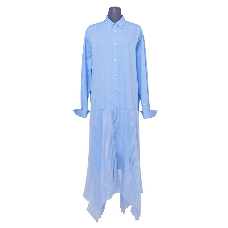 Juun.J Pleats Shirt Dress Blue