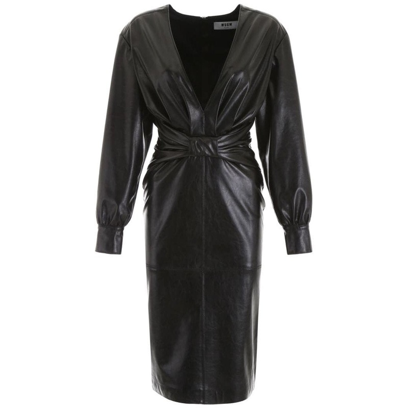 MSGM Abito Faux Leather Dress