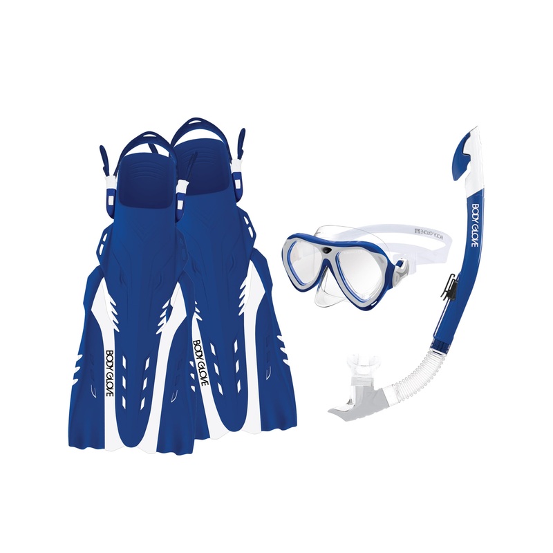 Aruba Women’s Mask/Snorkel/Fin Snorkeling Set – Blue/White