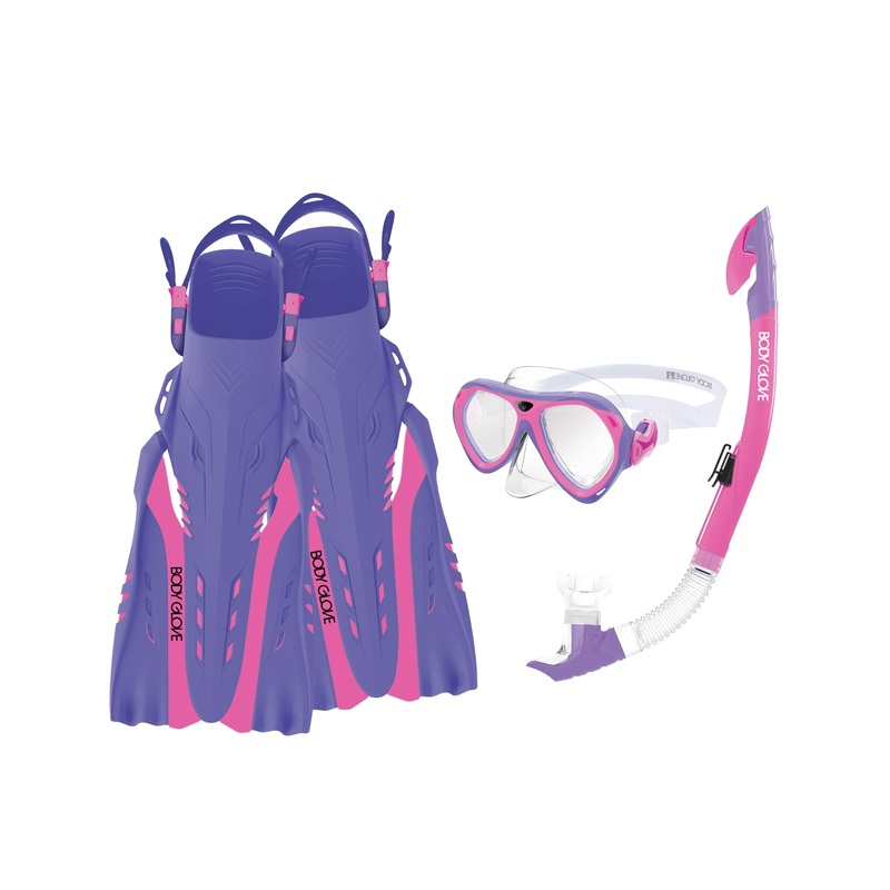 Aruba Women’s Mask/Snorkel/Fin Snorkeling Set – Pink/Purple