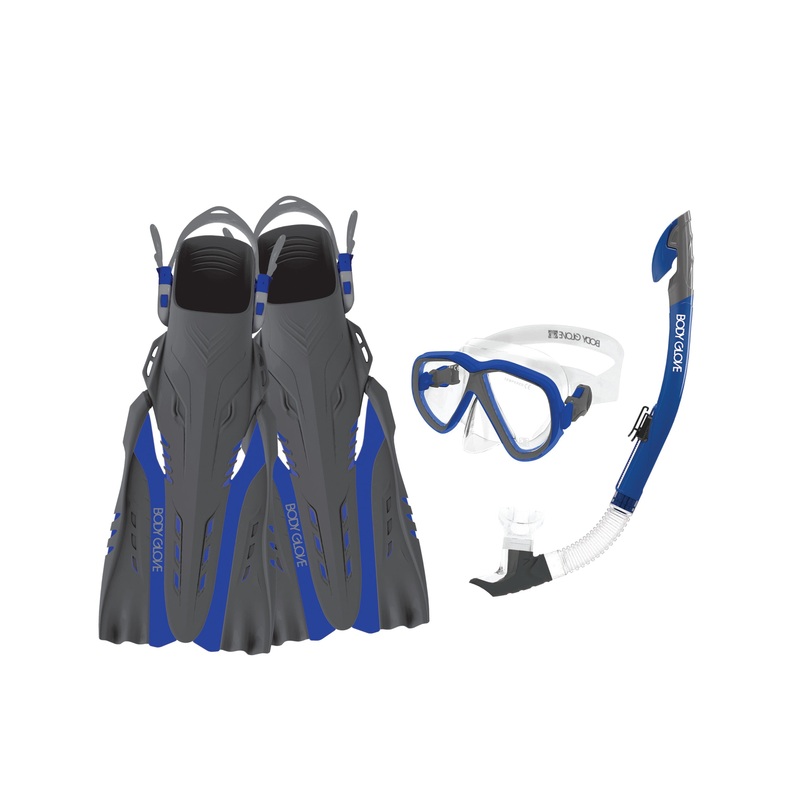 Azores Mask/Snorkel/Fin Snorkeling Set – Blue/Grey