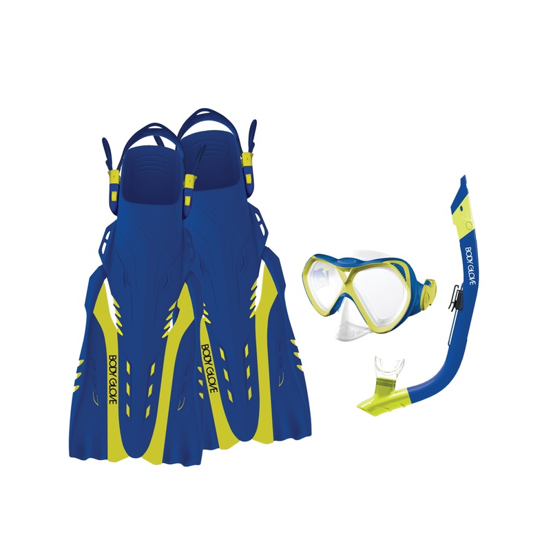 Cove Mask/Snorkel/Fin Snorkeling Set – Blue/Citron