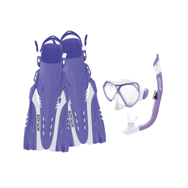 Cove Mask/Snorkel/Fin Snorkeling Set – Purple/White