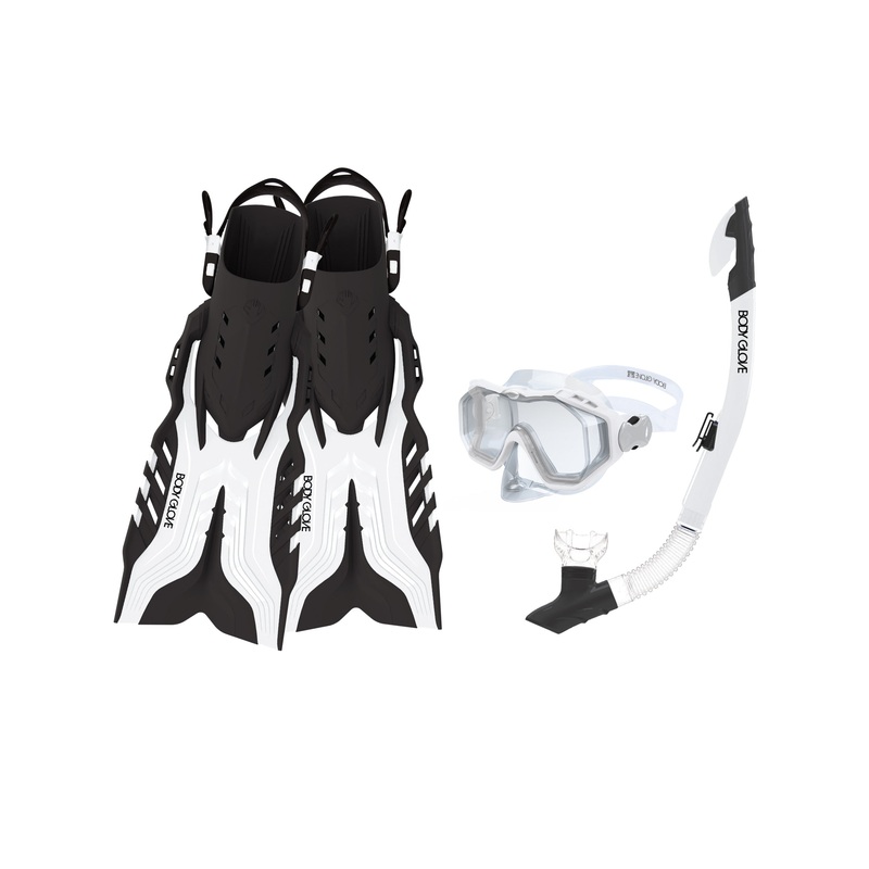 Predator Purge Mask/Snorkel/Fin Snorkeling Set – White/Black