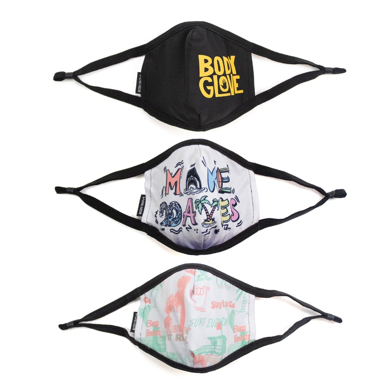Kids’ 3-Piece Face Mask Set – Logo, Make Waves, Surf Print