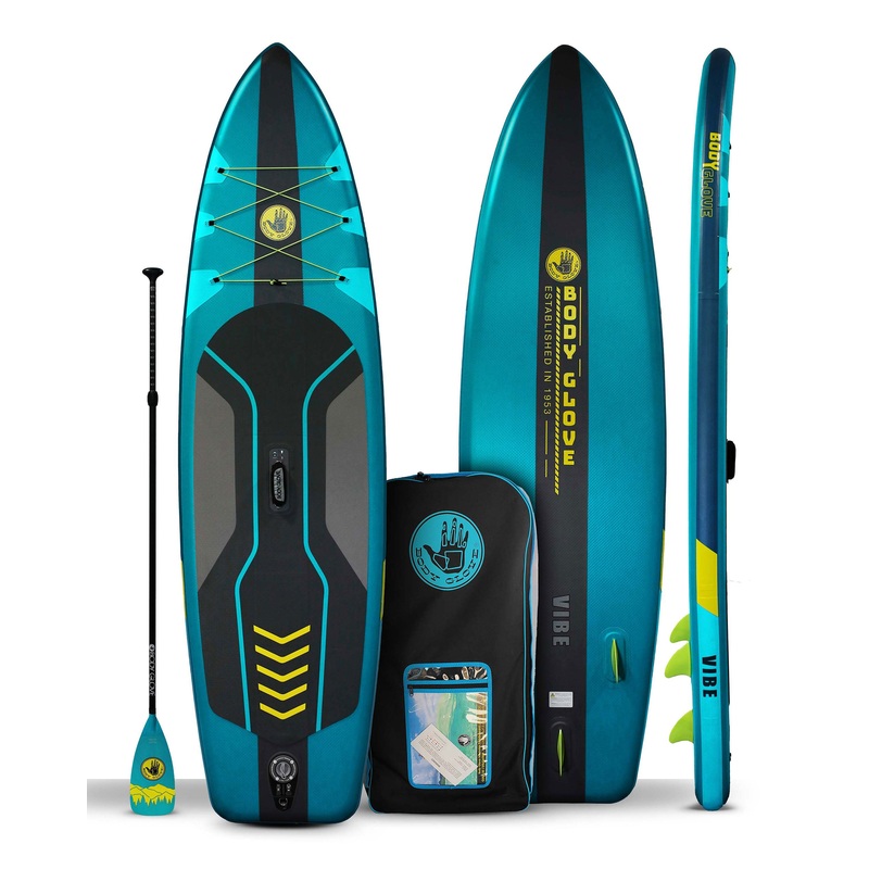 Vibe 10’4″ inflatable Paddle Board – Teal/Yellow