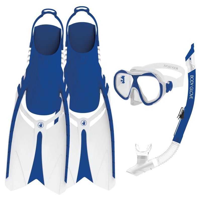 Enlighten II Mask/Snorkel/Fins Complete Set – Blue/White