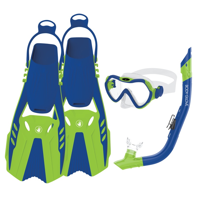 Grape Mask/Snorkel/Fins Complete Set – Blue/Lime
