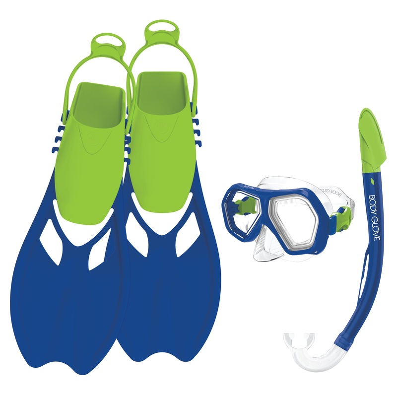 Kids Mischief Mask/Snorkel/Fins Complete Set – Blue/Lime