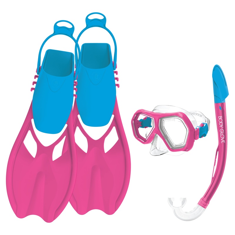 Kids Mischief Mask/Snorkel/Fins Complete Set – Pink/Aqua