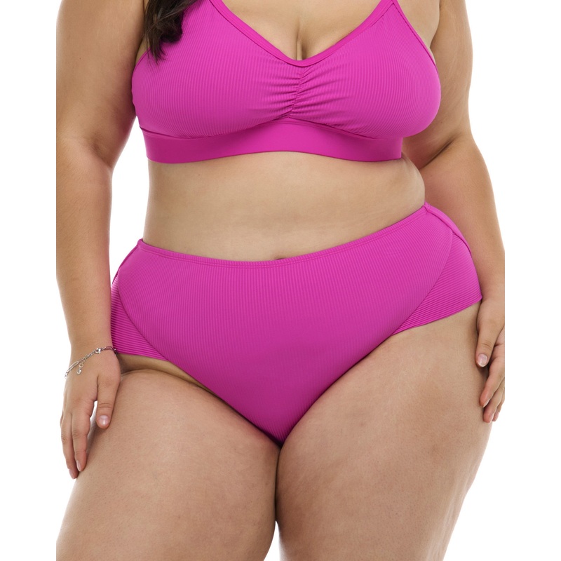 Ibiza Coco Plus Size High Waisted Bikini Bottom – Fuchsia