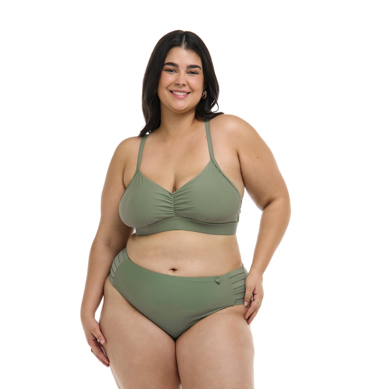 Smoothies Drew Plus Size Fixed Triangle Bikini Top – Cactus