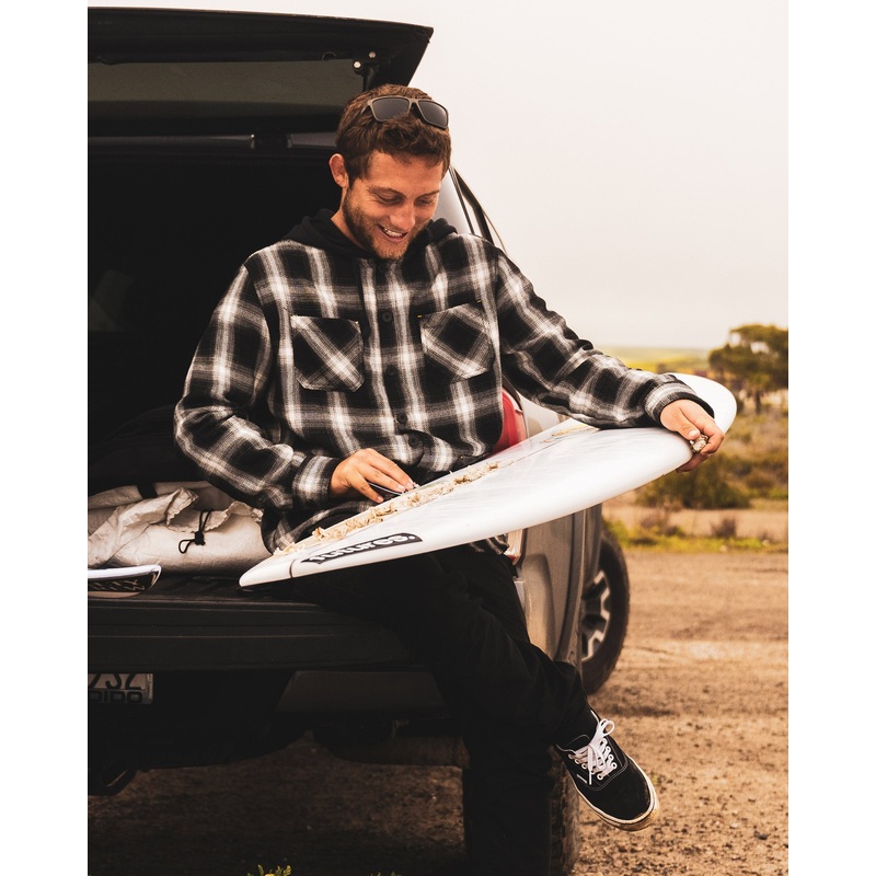 Big Sur Plaid Hooded Shirt Jacket – Black/White