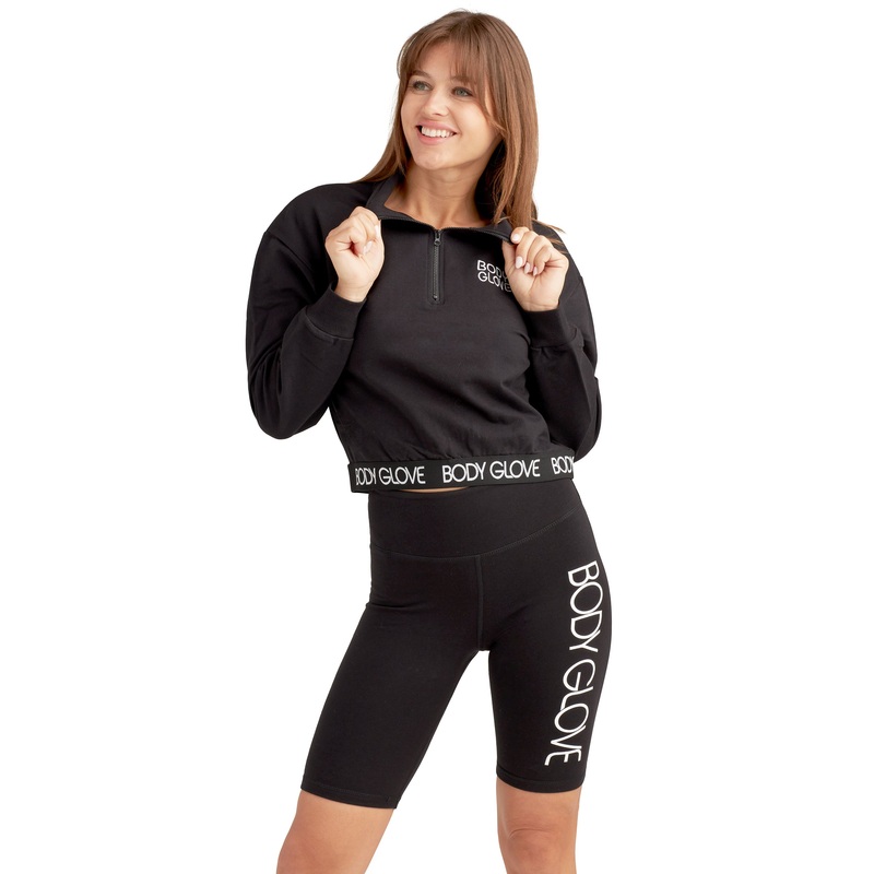 Come On Over Mock Half-Zip Pullover – Black