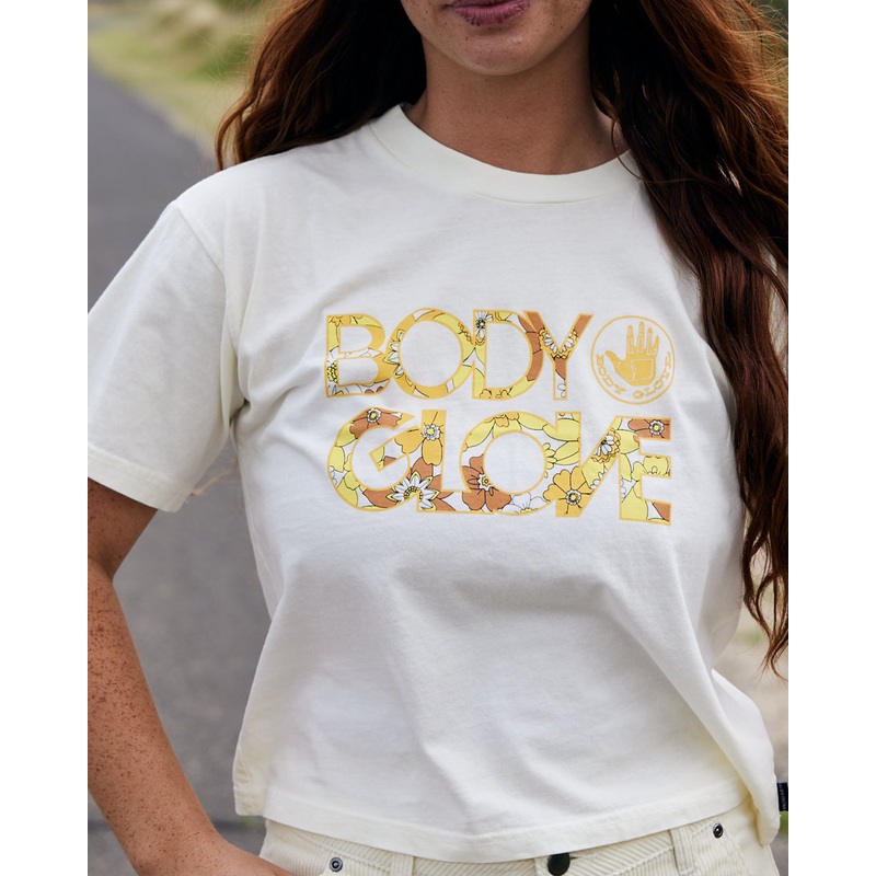 Floral Fun Relaxed Crop T-Shirt – Cream