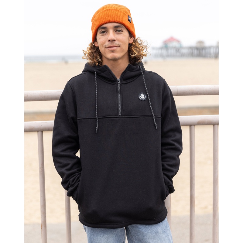 Men’s Paxton Quarter Zip Pullover Hoodie – Black