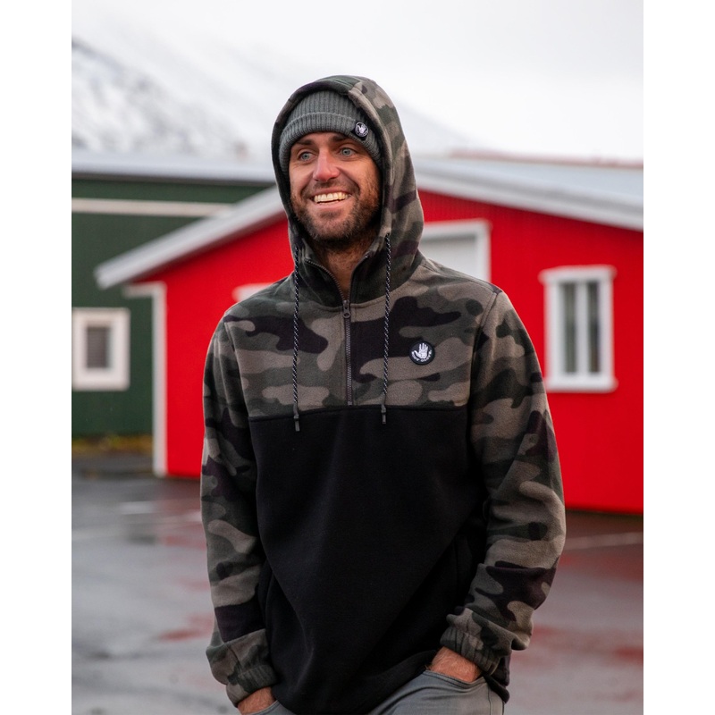 Men’s Paxton Quarter Zip Pullover Hoodie – Midnight Camo