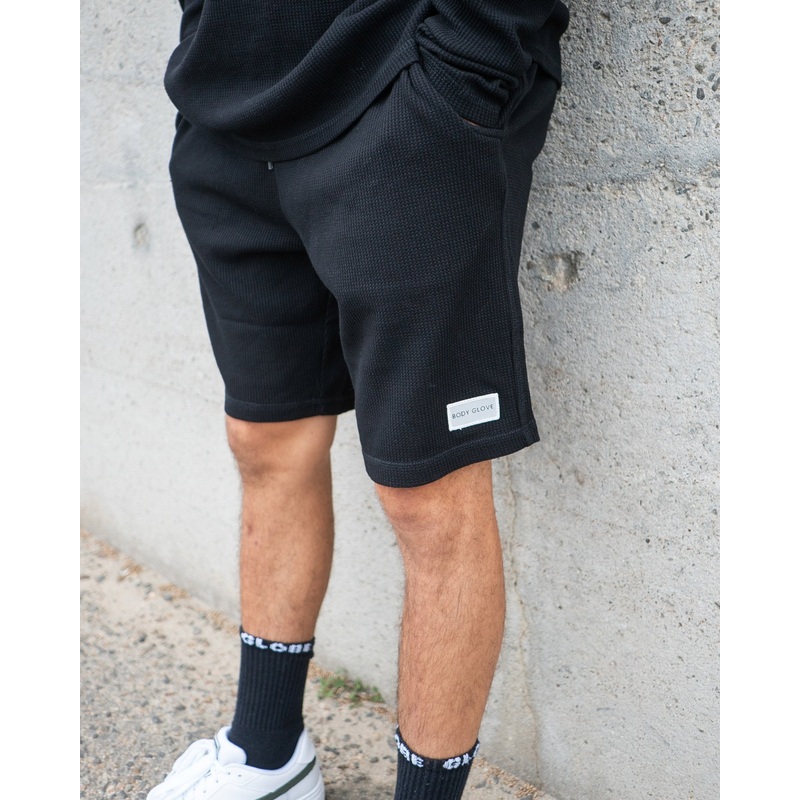 Men’s Waffle Weave Gym Shorts – Black