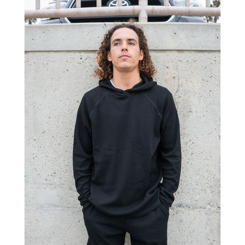 Men’s Waffle Weave Tech Hoodie – Black