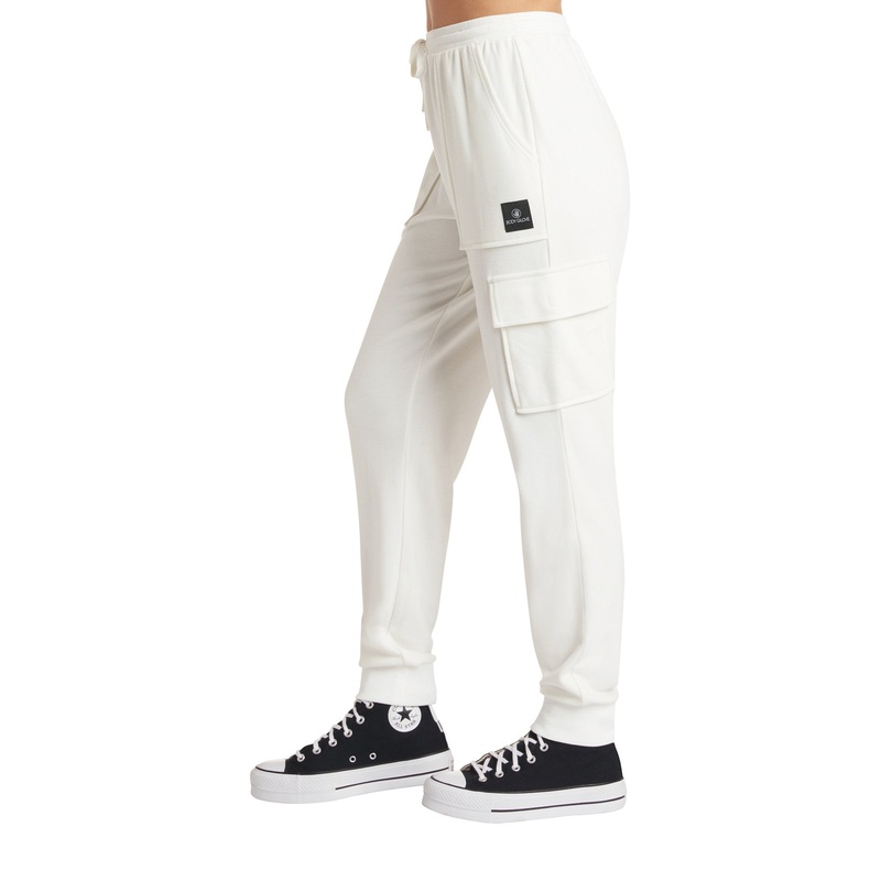 Midnight Hour High-Rise Cargo Jogger Sweatpants – Cream