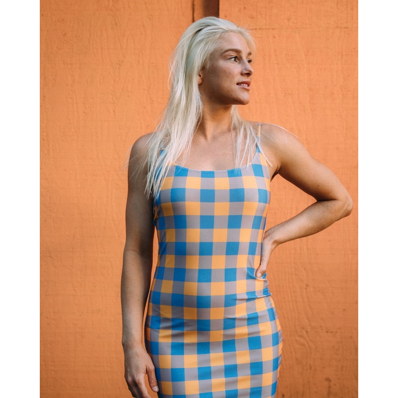 Moonlit Mini Dress – Blue / Checkered
