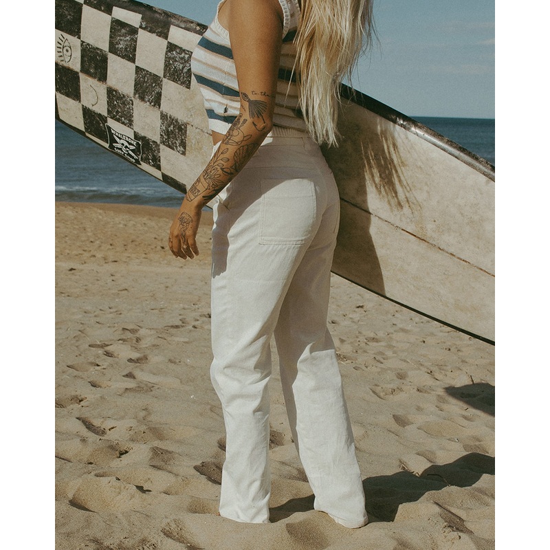 Sandy Mid Rise Relaxed Fit Pant – Cream