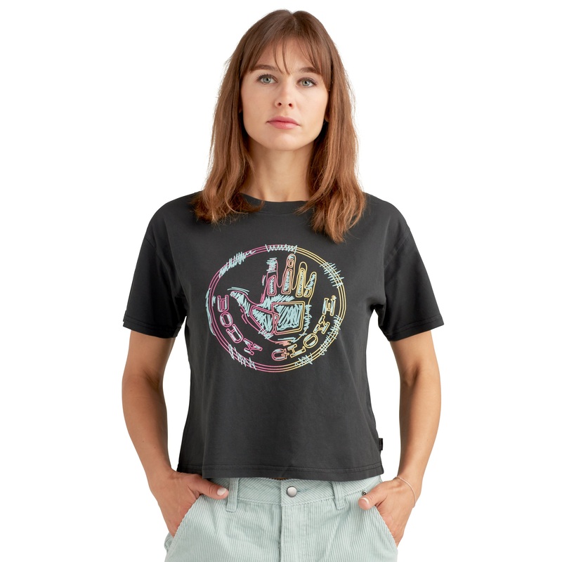Sizzle Relaxed Fit Crop T-Shirt – Black
