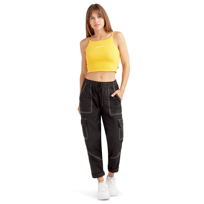 Camelia Mid-Rise Cargo Pants – Black