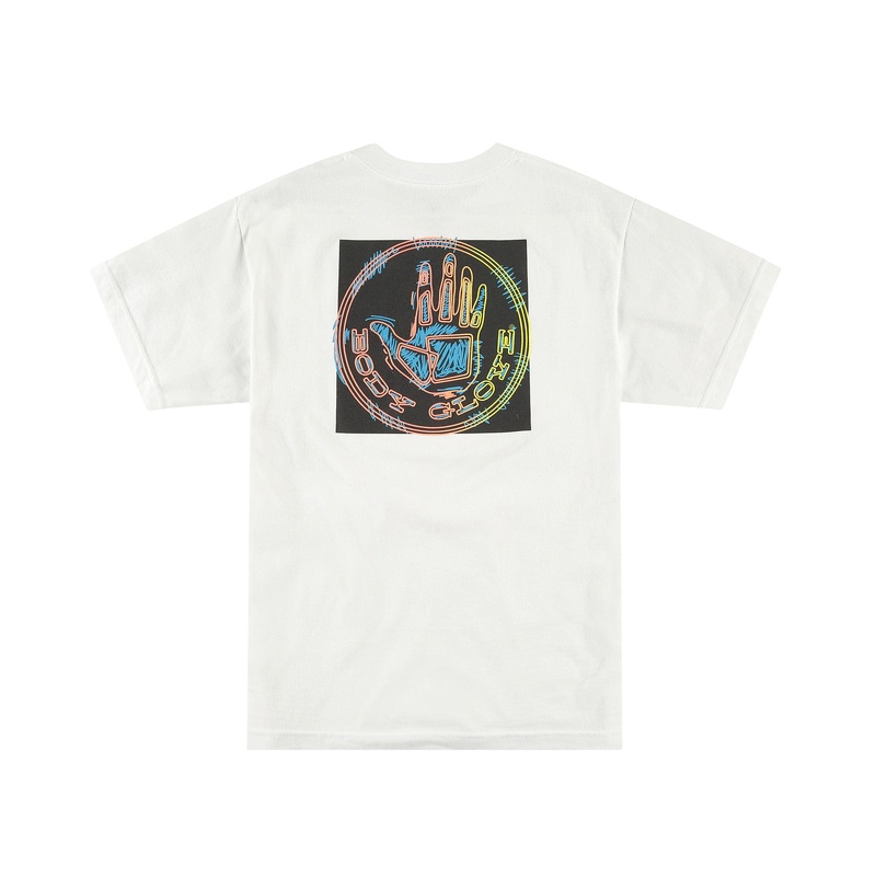 Neon Scribble Logo Short-Sleeved T-shirt – White
