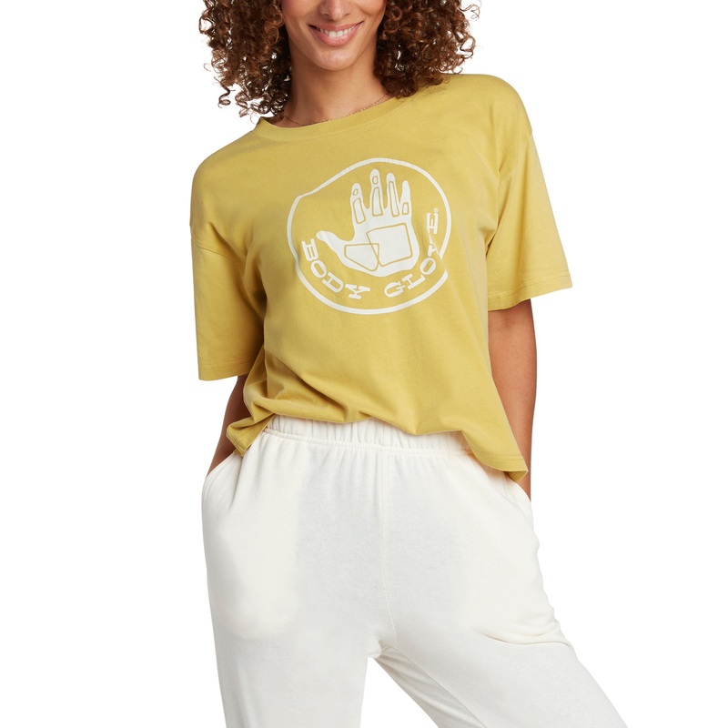 OG Logo Short-Sleeved Relaxed Fit Crop T-Shirt – Gold