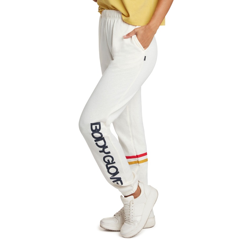 Retro Elastic Waist Jogger Sweatpants – Cream
