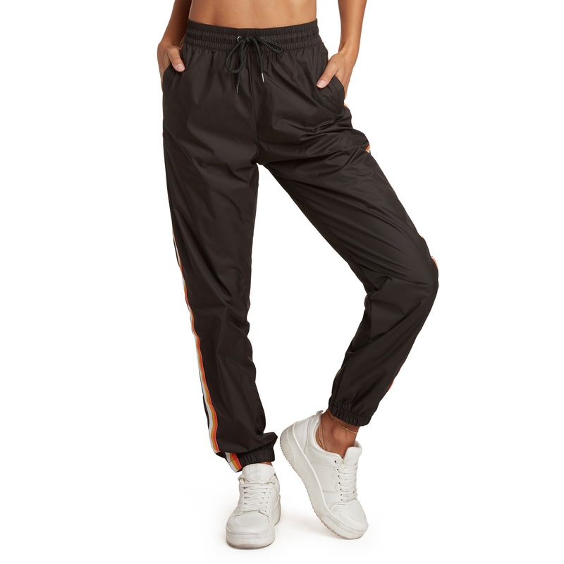 Retro Stripes Shell Jogger Pants – Black