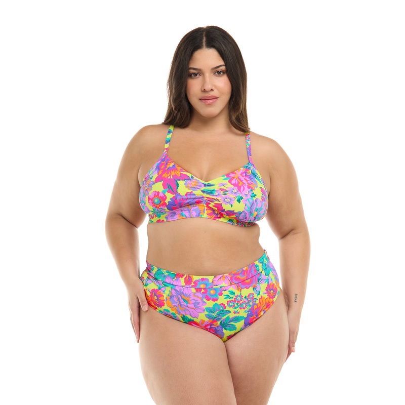 Romy Drew Plus Size Fixed Triangle Bikini Top – Key Lime
