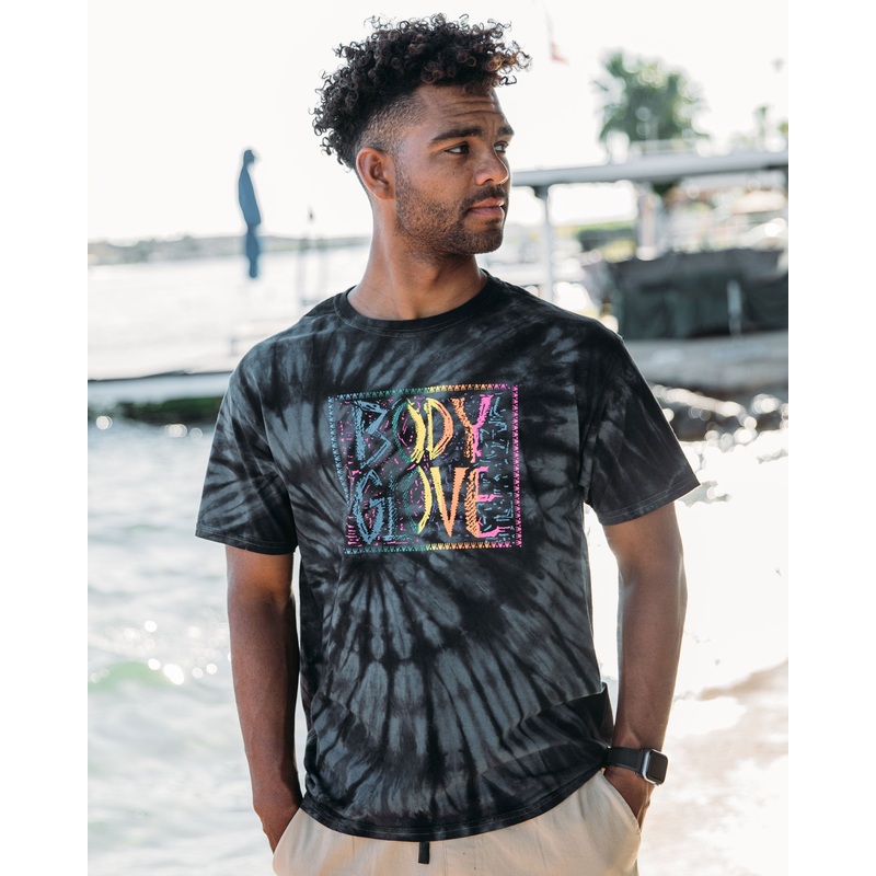 Tribal 80’s Tie-Dye Short-Sleeved T-shirt – Charcoal/Black