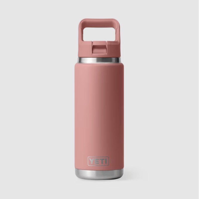 Yeti Rambler 26oz Bottle with Color-Matched Straw Cap Sandstone