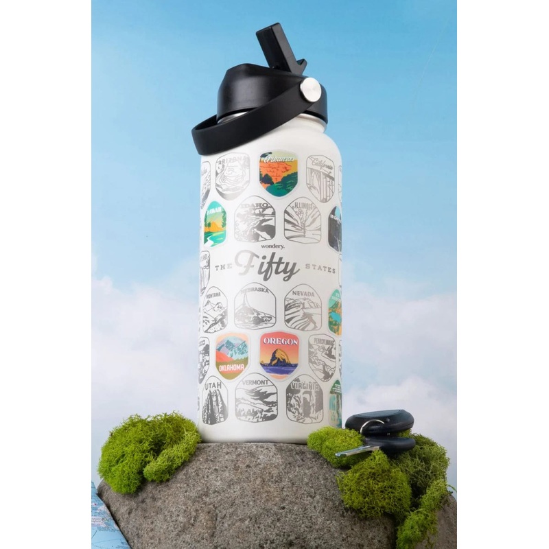 Wondery Fifty States Bucket List Water Bottle