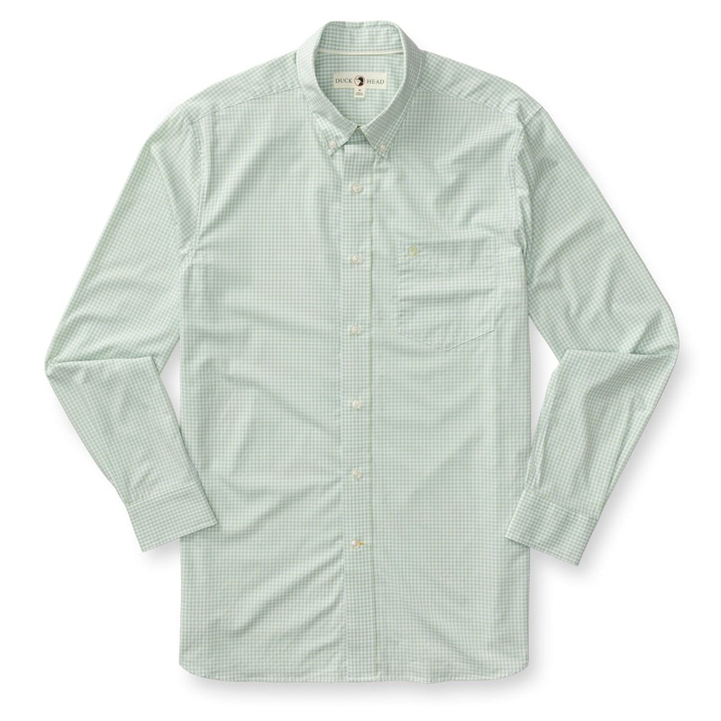 Duck Head Men’s Long Sleeve Performance Poplin Sport Shirt in Pear Green