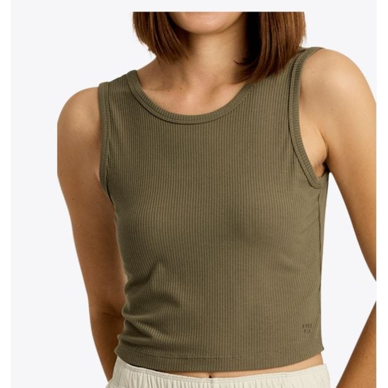 Free Fly Women’s Ribbed Bamboo Tank in Smokey Olive