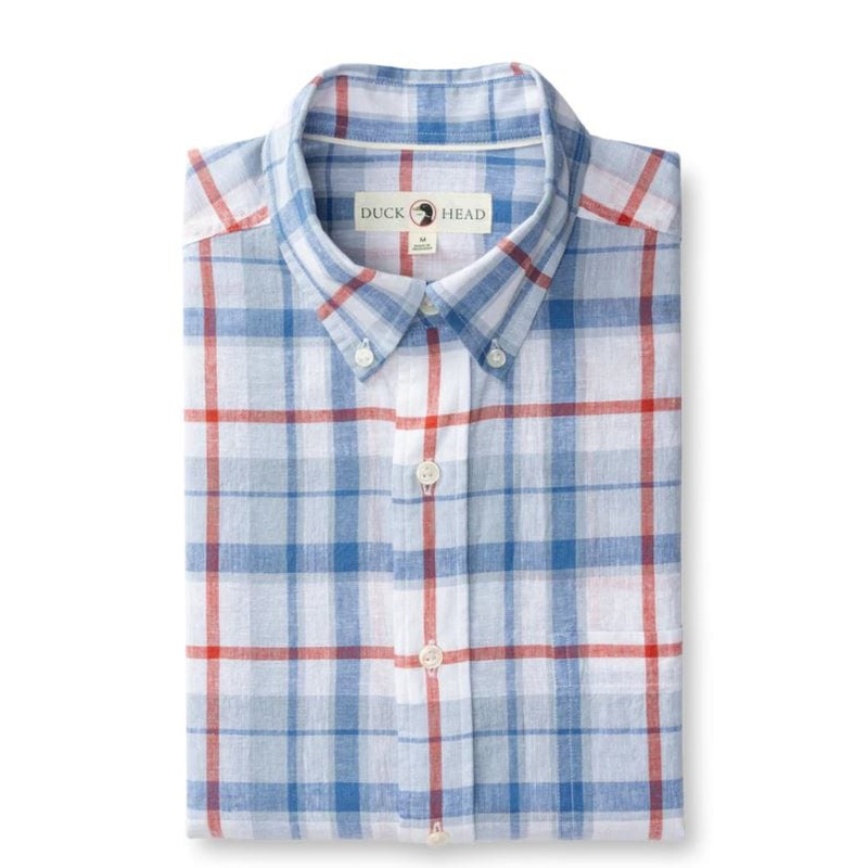 Duck Head Men’s Long Sleeve Cotton Sport Shirt in Light Blue