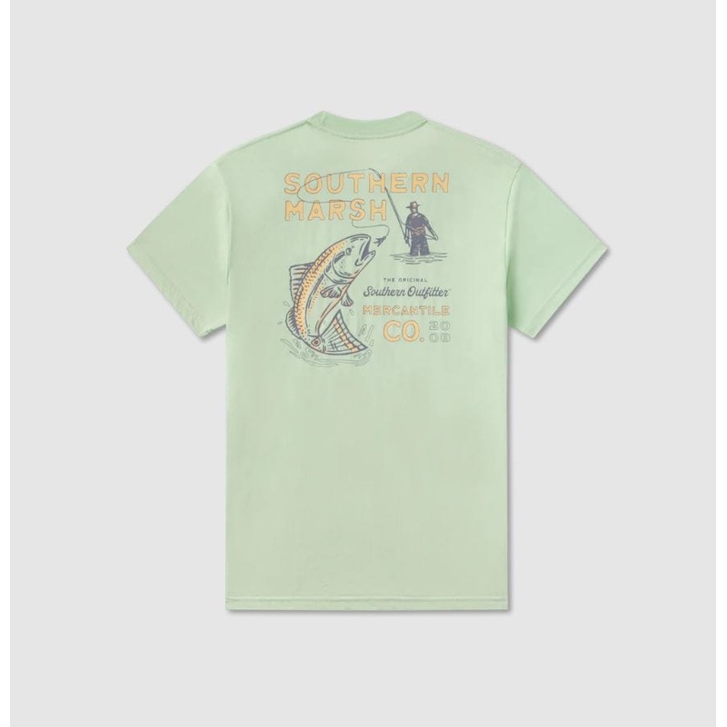 Southern Marsh Men’s Seawash Tee Retro Redfish in Seafoam